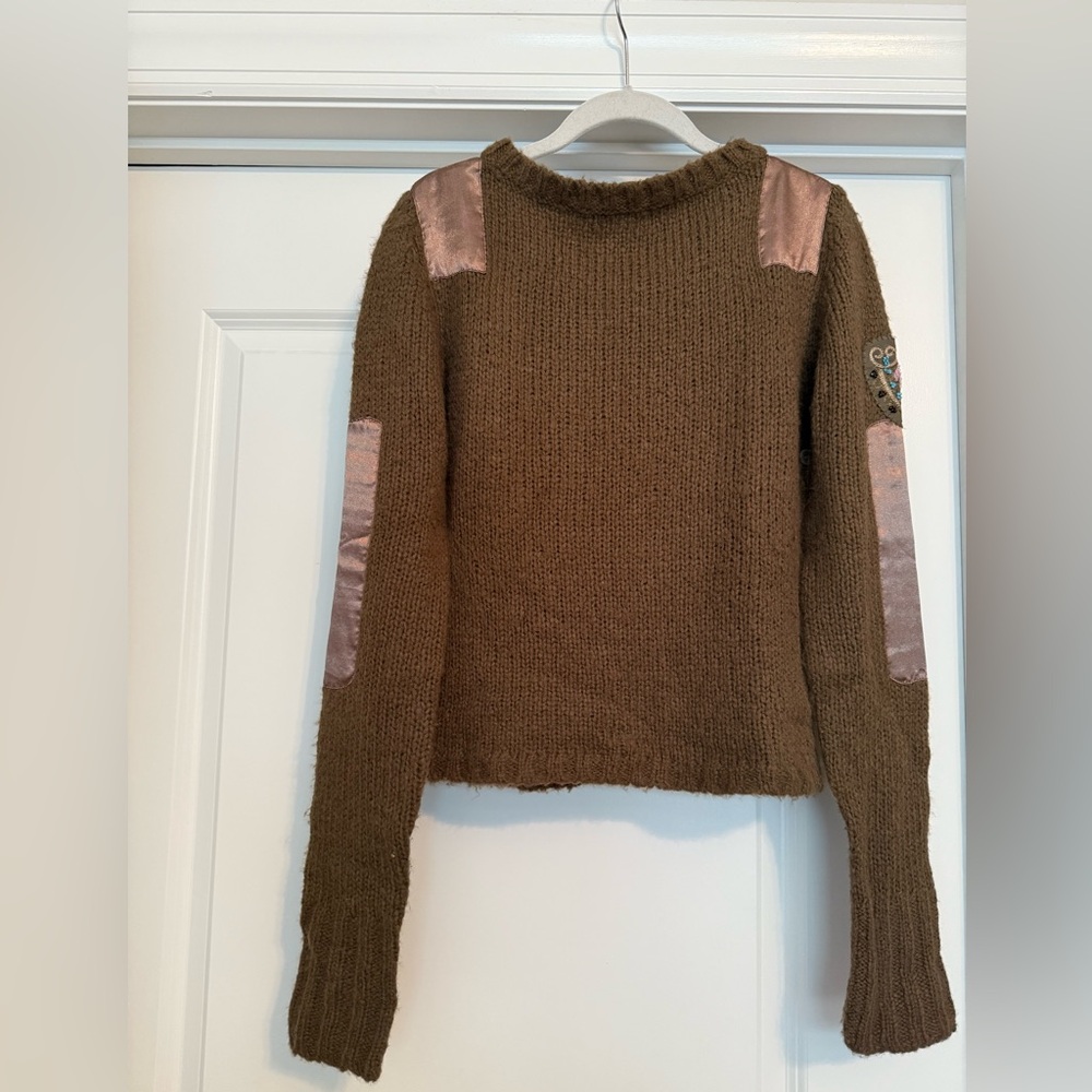 Brown Arayal Women’s Sweater with Pink Accents Size L Y2K Dopamine